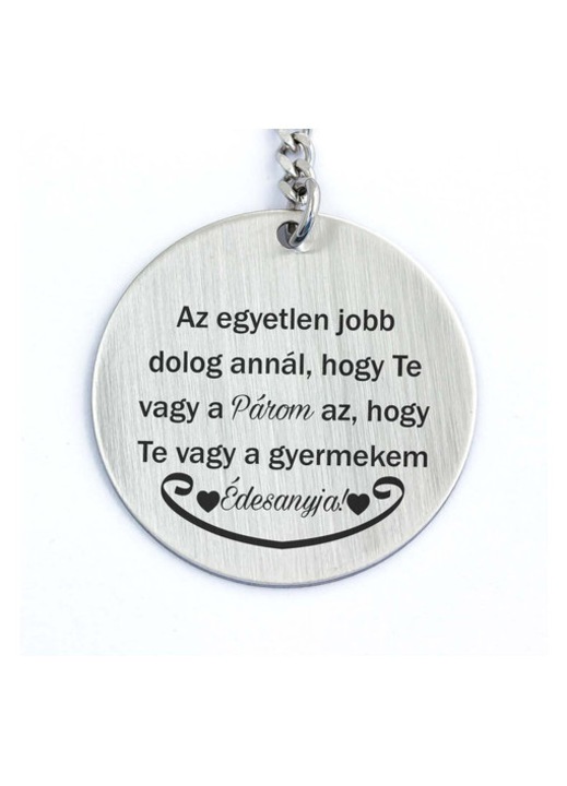 Te vagy a Párom és Anya acél medálos kulcstartó