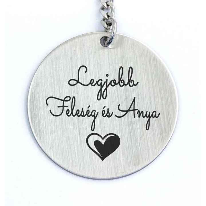 Legjobb Feleség és Anya acél medálos kulcstartó