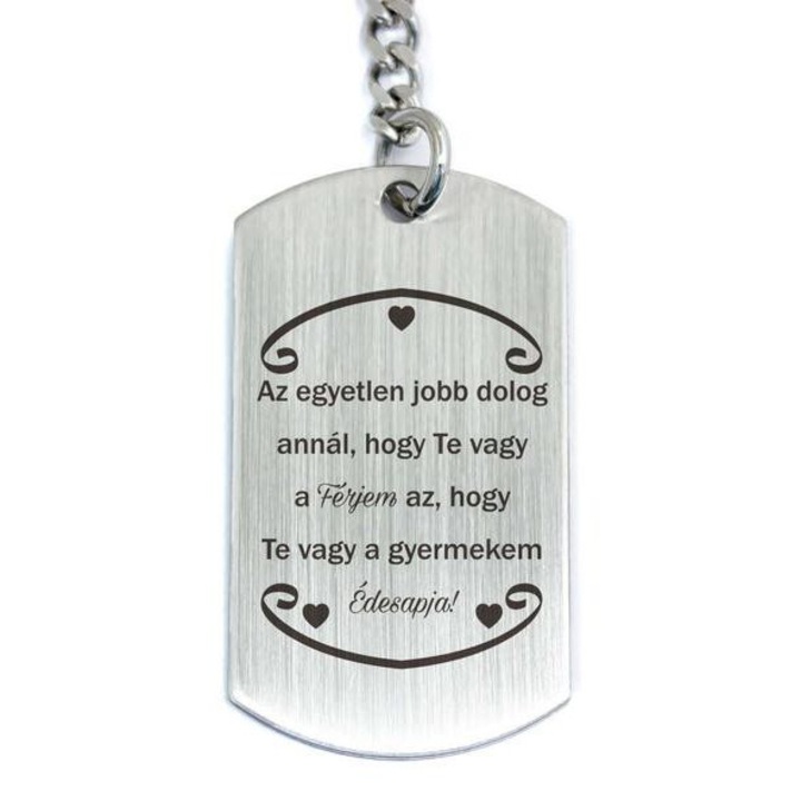 Breloc cu pandantiv din otel R.M. ékszer "Tu esti sotul si tatal"