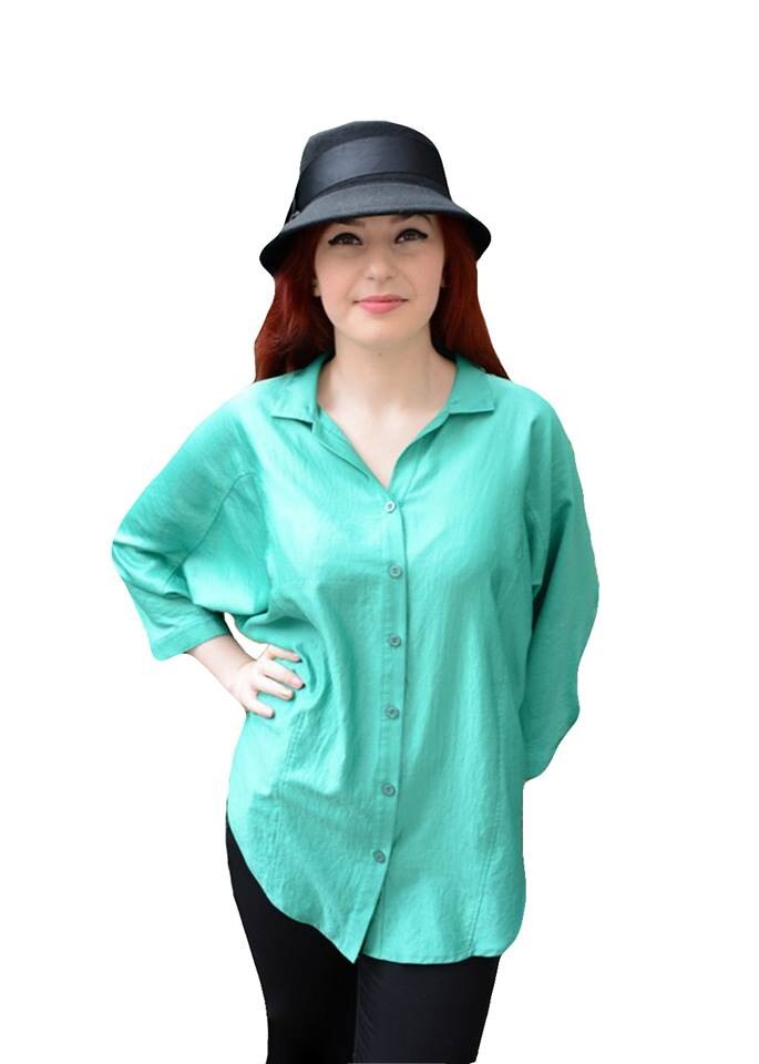 Camasa trendy,masura mare,D&J Exclusive, Turcoaz