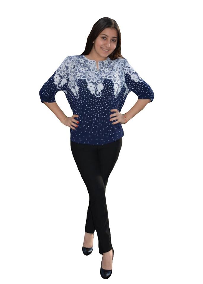 Bluza de dama cu banda lejera la baza,masura mare,D&J Exclusive, Albastru marin