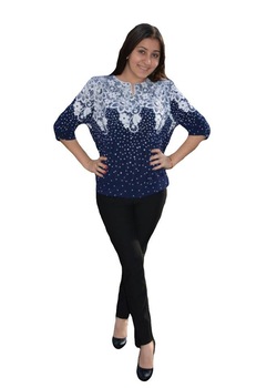 Bluza de dama cu banda lejera la baza,masura mare,D&J Exclusive, Albastru marin Bluza de dama cu banda lejera la baza,masura mare,D&J Exclusive, Albastru marin