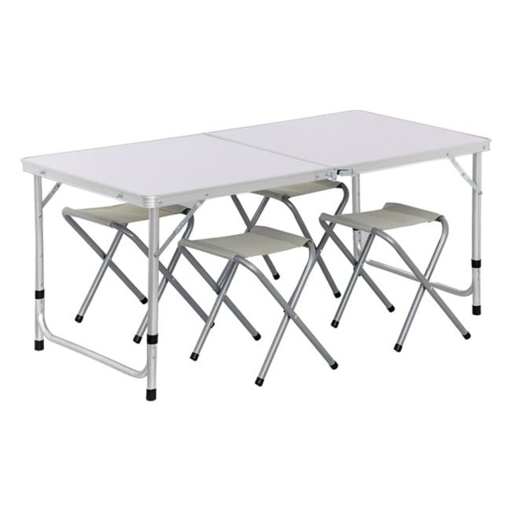 Set Masa Pliabila din Aluminiu cu 4 Scaune 120x60x70cm