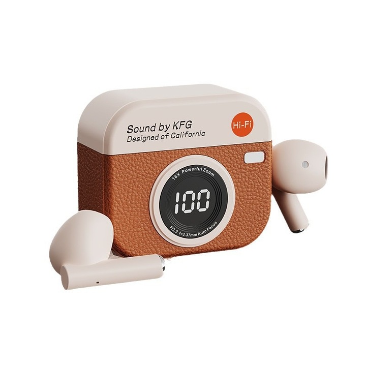 Vezeték nélküli Bluetooth fejhallgató zajszűréssel, Ultra HD 3D hangminőség, HI-FI, Bluetooth fejhallgató futáshoz, Barna