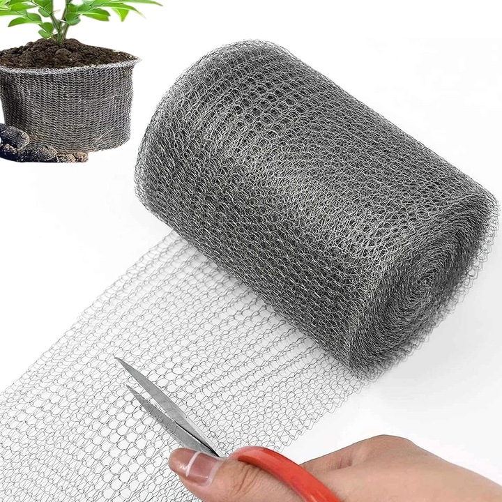 Plasa din inox, 12.7cm x 12m, pentru protectia rodentilor, umplere gauri, protejarea plantelor