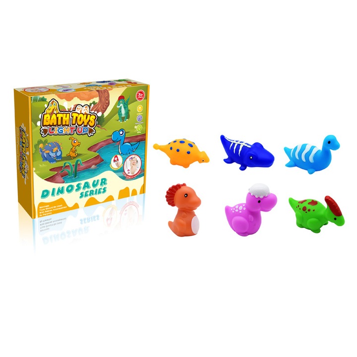6 db-os fürdőjáték készlet, dinoszaurusz modell, többszínű, 222g, puha PVC