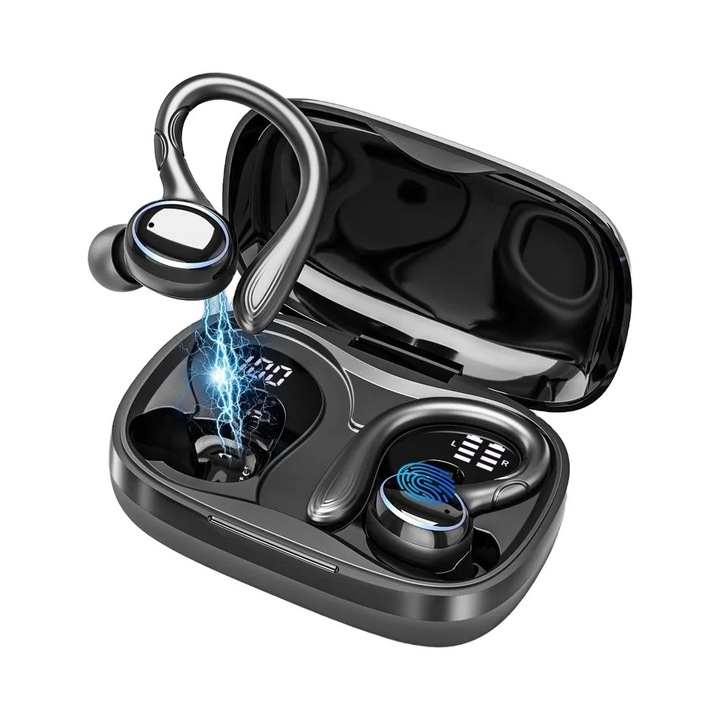 Casti fara fir TWS, casti Bluetooth pentru jocuri cu microfoane, reducere a zgomotului, casti cu bas de inalta fidelitate, iluminare RGB, 40h redare