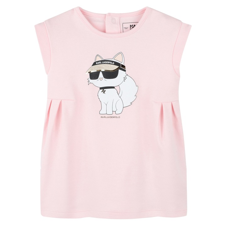 Rochie fete Karl Lagerfeld Kids, Z30510 475, Bumbac organic, Roz, 92 CM