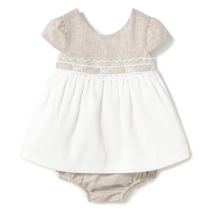 Mayoral lányruha, 1857, Poliészter/Len, Bézs, Bézs