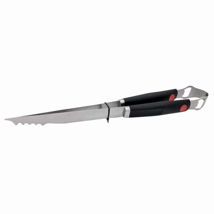 Cleste din inox pentru gratar KLUGMEISTER KY9059AZ-J, cu sistem de blocare si maner antialunecare