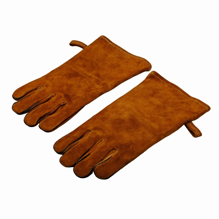 Set mănuși protecție grătar MESTERINO KLUGMEISTER KY360180AST, piele, anti-alunecare, maro, 34.5x17cm