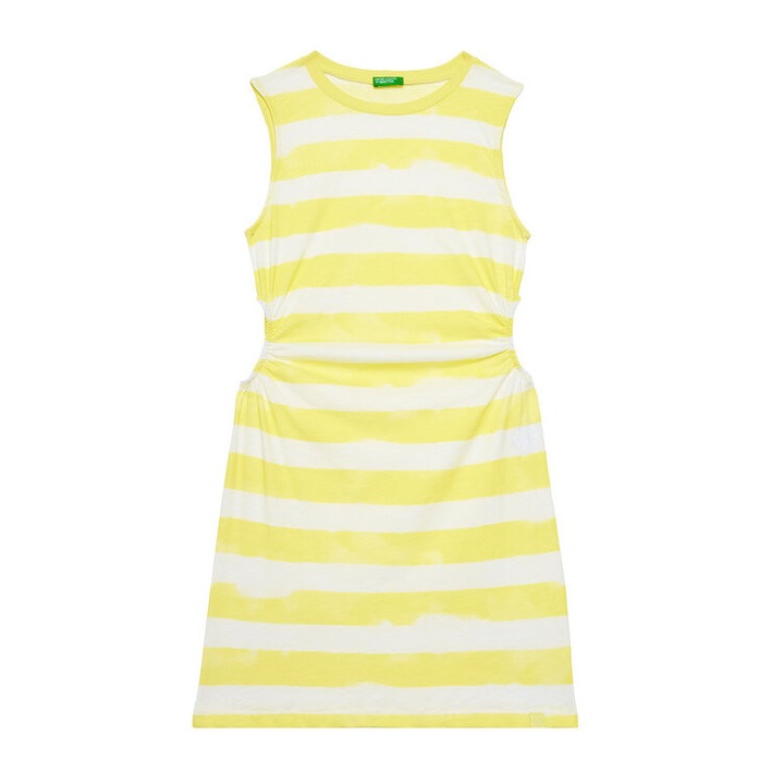 Lányka nyári ruha, United Colors Of Benetton, 3SL3CV013, Pamut, Zöld, Sárga