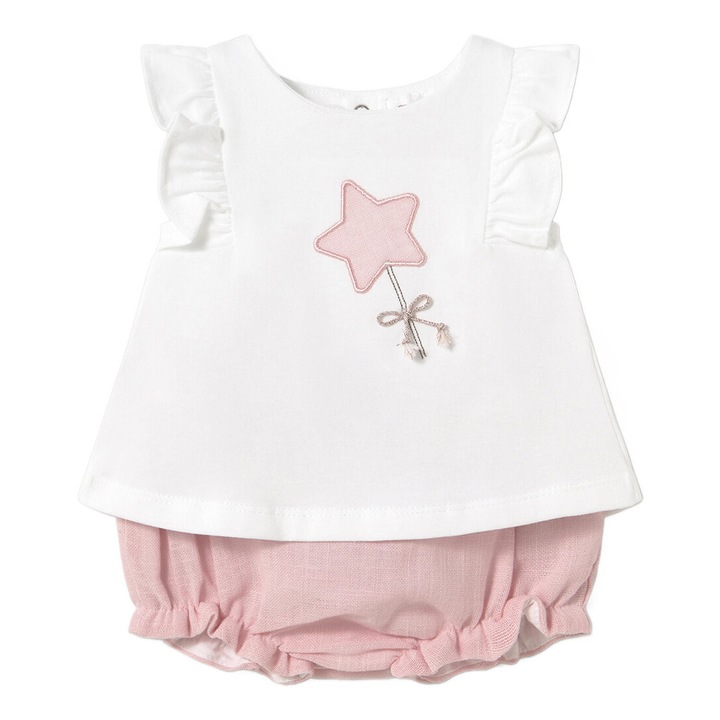 Комплект тениска и шорти Mayoral за момичета, 1255, Памук/Еластан, Розов, Розово