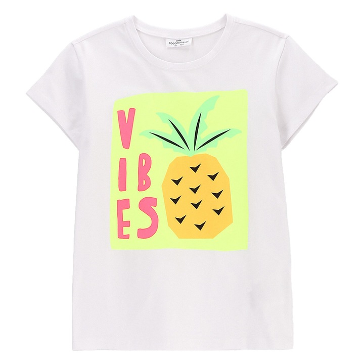 Coccodrillo lányka póló, WC5143204VGD, pamut/elasztán, fehér, Fehér