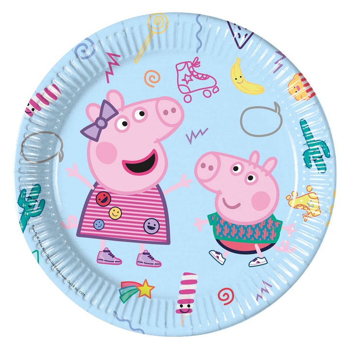 Set 8 farfurii Peppa Pig Messy Play, 23 cm Albastru