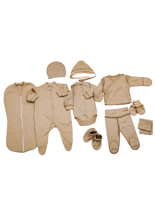 Set pentru Maternitate, Nou-Nascuti/Bebelusi, Pampy, Contine 10 Unitati, 0-3 Luni, 50-62 cm, Bumbac, Bej
