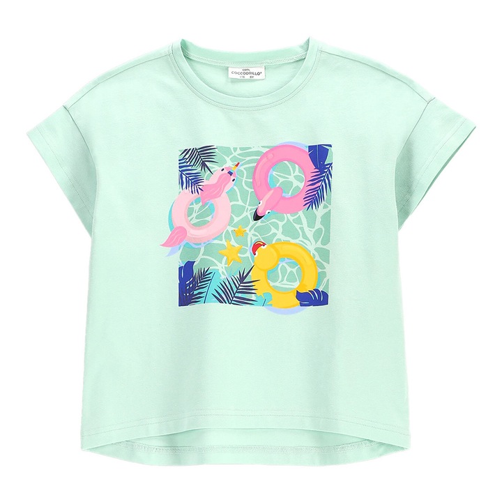 Tricou fete Coccodrillo, WC5143203HGK, Bumbac/Elastan, Verde, Verde