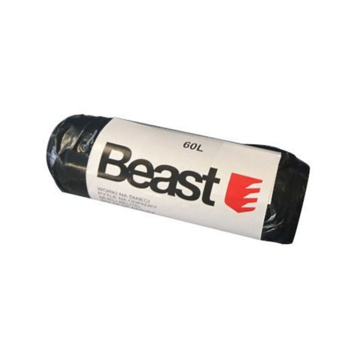 Szemeteszsákok, Beast, 60L, 10 darab, fekete, 27 mikron