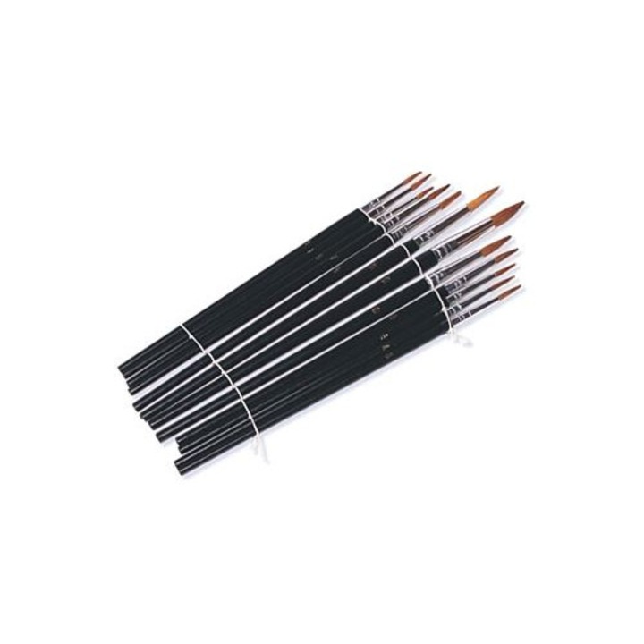 Set pensule rotunde, Beast, 12 bucati, dimensiuni 1-12, lemn, fire rigide