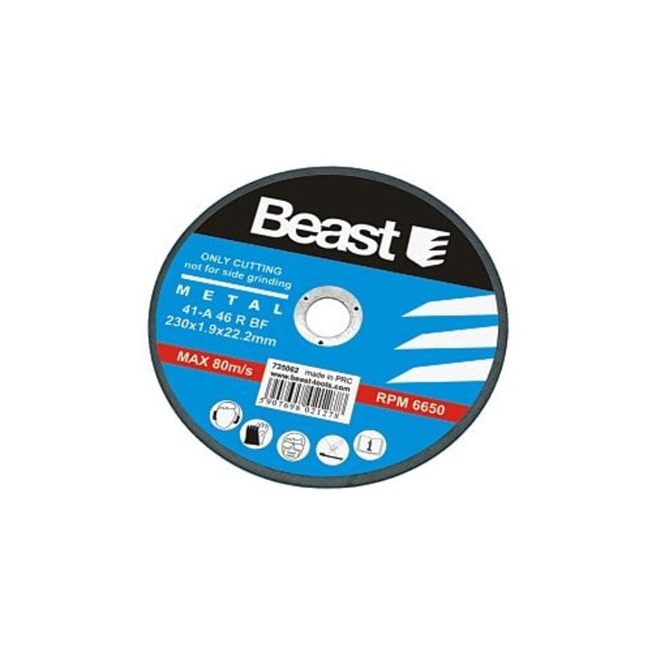 Disc de taiere metal 230x1,9mm, Beast, pentru metal si otel, 1 bucata