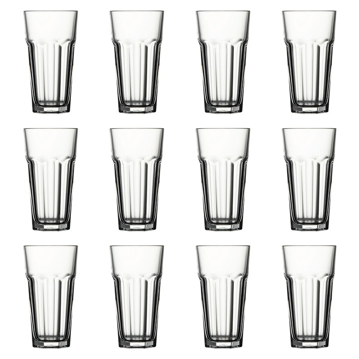 12 darabos Casablanca magas pohárkészlet, üveg, 415 ml, 6,1x8,7x12,2 cm