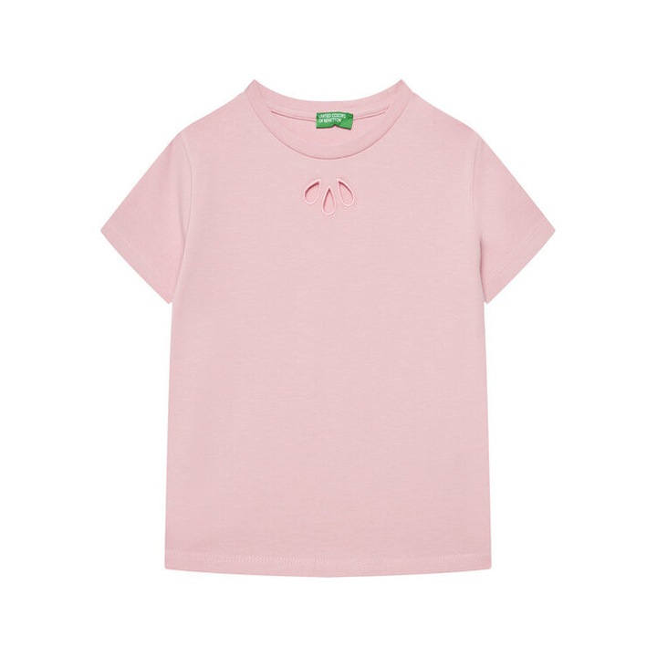 United Colors Of Benetton lányka póló, 3P4ZC10O0, pamut, rózsaszín, Rózsaszín