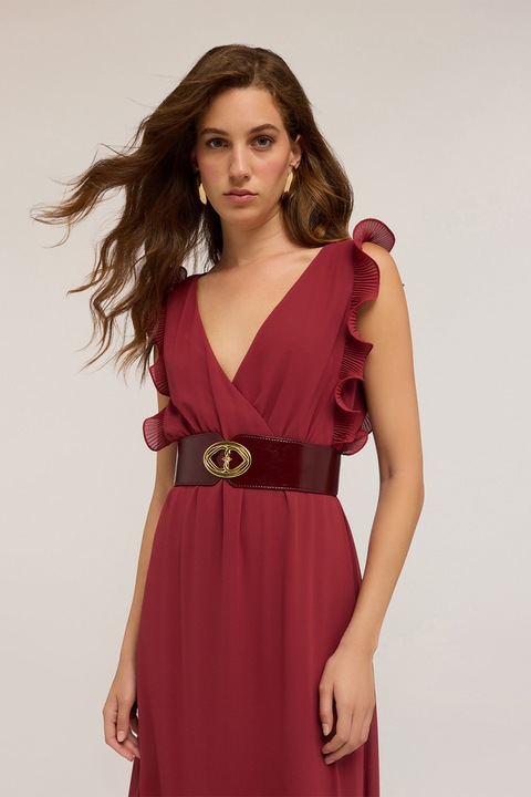 Motivi, Rochie maxi fara maneci cu decolteu in V, Visiniu