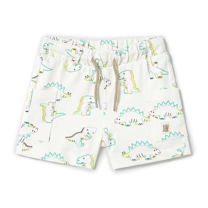 Pantaloni scurti sport baieti Mayoral, 1244 15, Bumbac, Ecru, Ecru