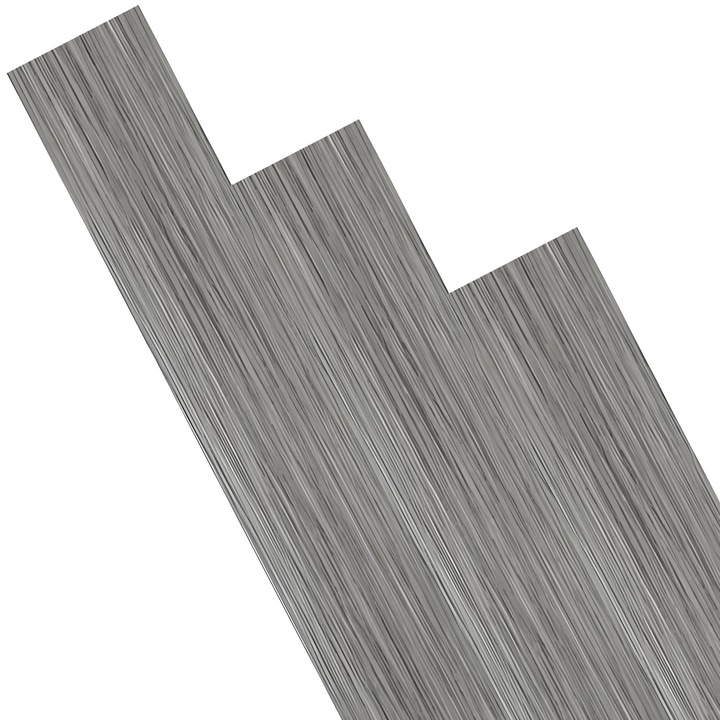 Set 36 placi de pardoseala autoadezive SDEPOT®, din PVC, model tip parchet, ajustabile, rezistente la apa, caldura si trafic, usor de montat, gri