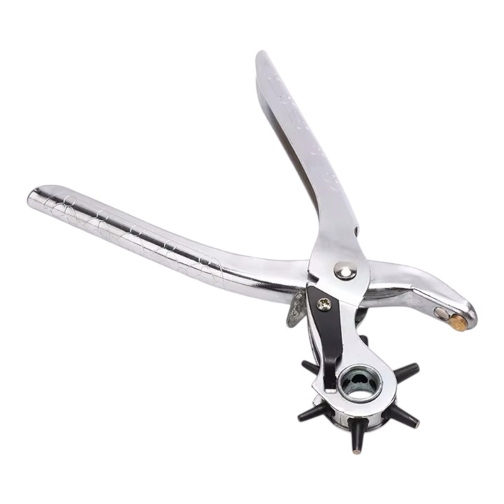 Bőr övlyukasztó fogó, acél, precíz és tartós fúráshoz, professzionális használatra, ezüst