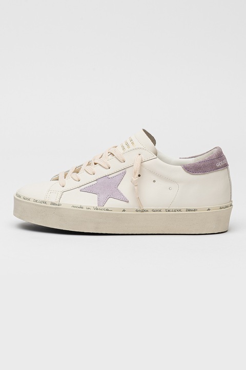 GOLDEN GOOSE, Кожени маратонки с връзки, Слонова кост/Виолетов