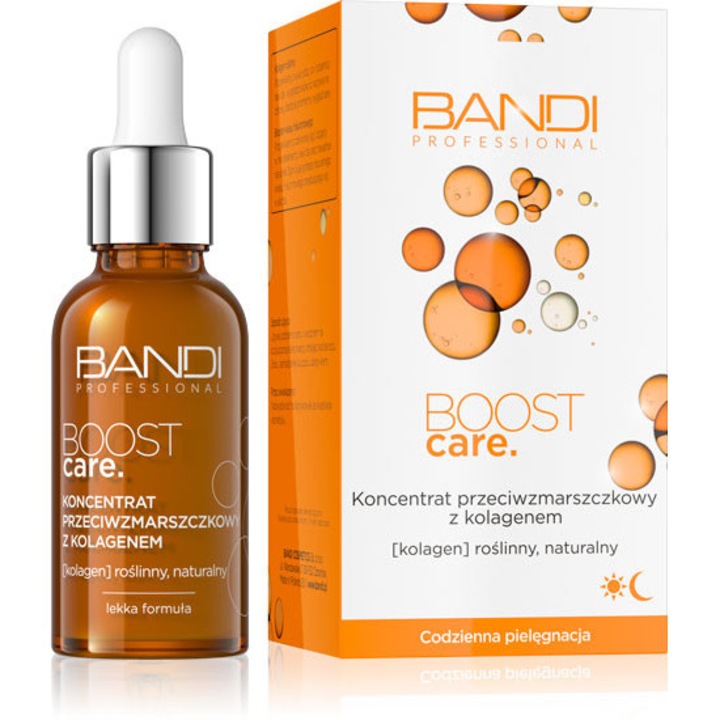 Concentrat anti-imbatranire Bandi BOOST CARE cu colagen, 30 ml, hidratare intensa, efect GLOW