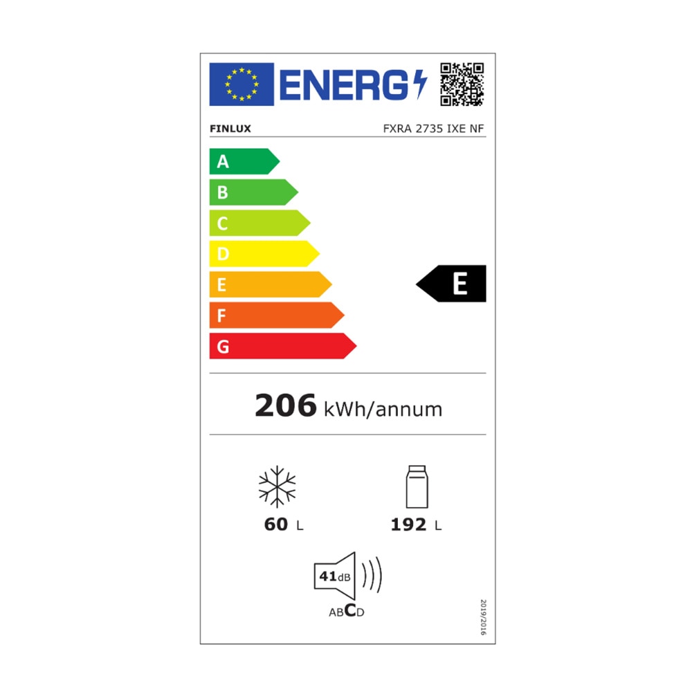 Frigider cu 2 usi Finlux FXRA 2735 IXE NF, No Frost, Sertar umiditate controlata, Usi reversibile, 252 l, H 166.5 cm, Clasa E, Inox