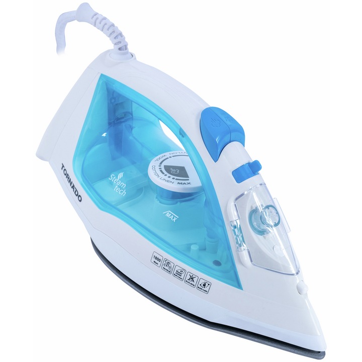 Apărătoare de călcat cu aburi Tornado TST-1800B, 1800W, 30g/min, albastru