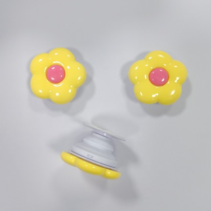 Телескопичен държач за въздушна възглавница, малки и свежи жълти цветя, преносим държач за мобилен телефон за мъже и жени, държач за въздушна възглавница за мобилен телефон