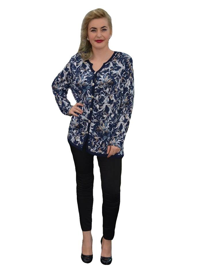 Bluza tip camasa cu maneca lunga, D&J Exclusive, Albastru marin
