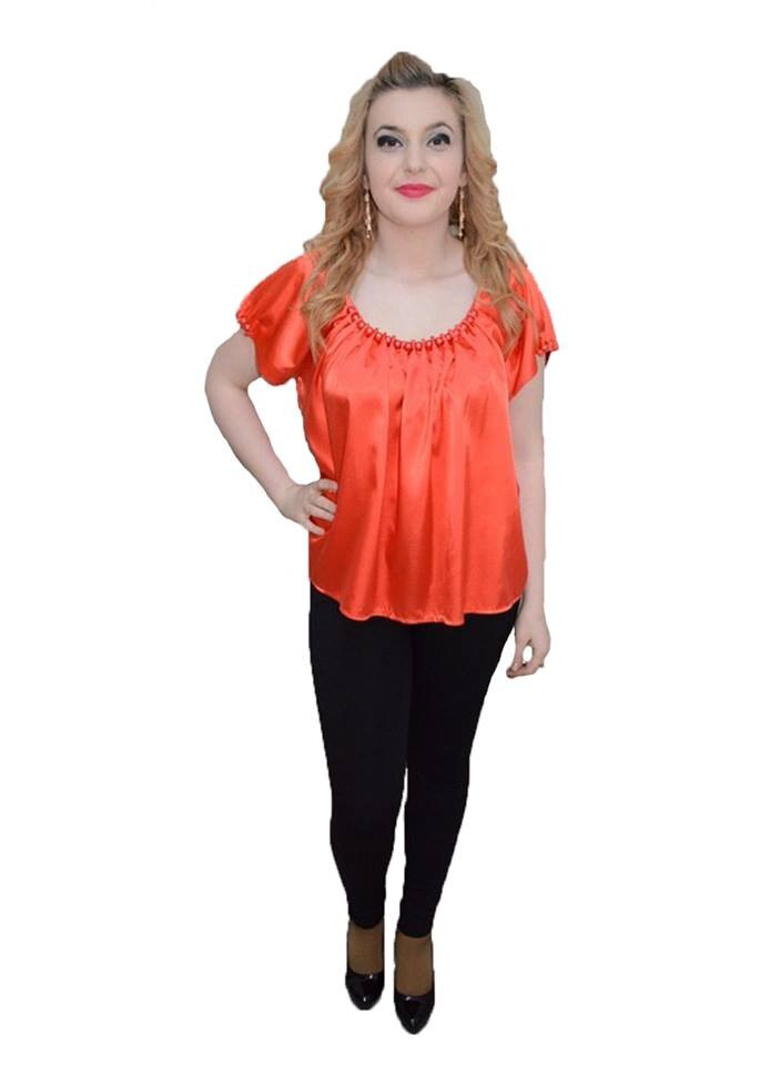 Bluza rafinata,cu margele lucioase atasate,masura mare,D&J Exclusive, Rosu