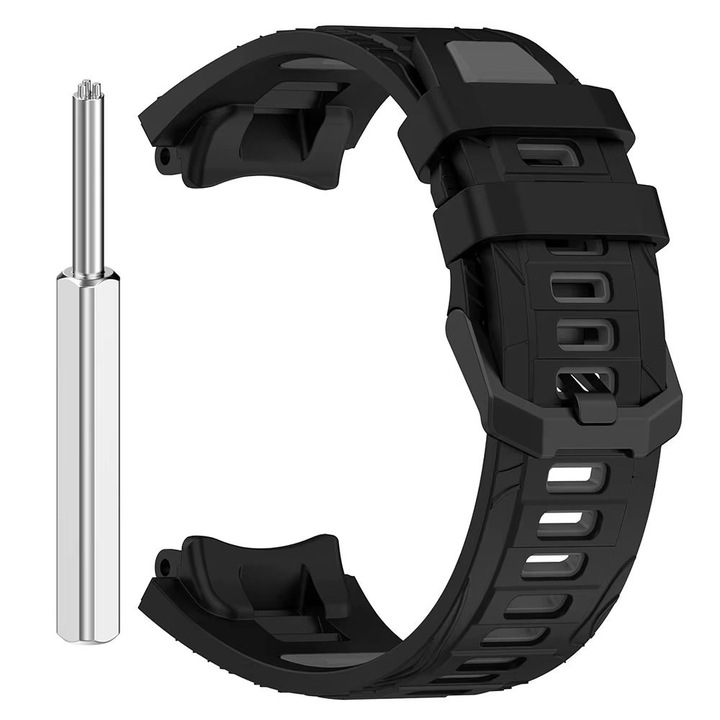 Csere szilikon szíj Amazfit T-Rex 3-hoz – kétszínű, csavarhúzóval, fekete/szürke