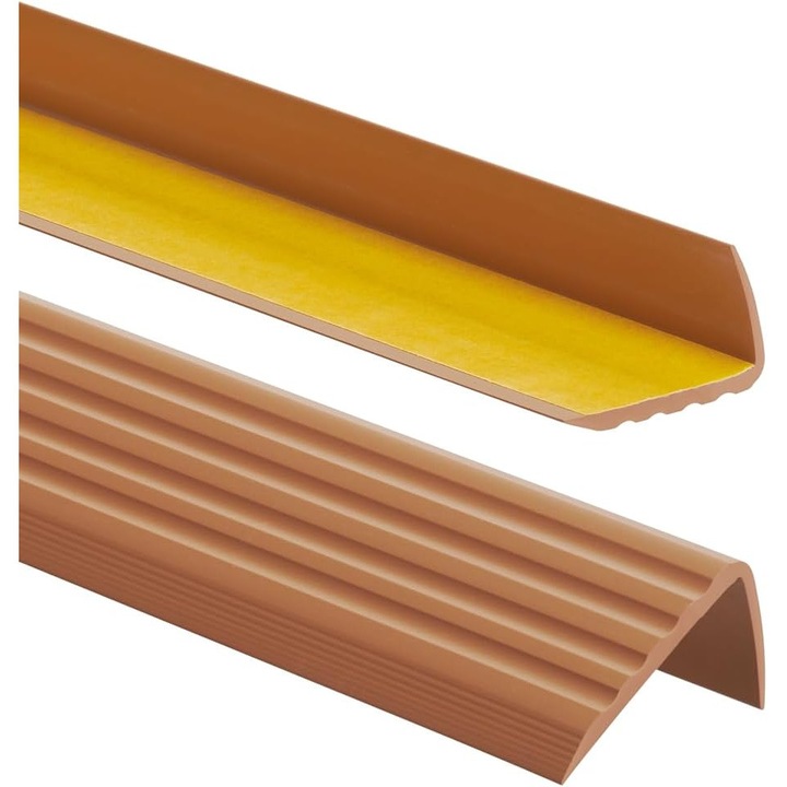 Profil de margine a scarilor PVC autoadesiv, profil unghiular anti-alunecare, margine de scara 41x25mm, 0, 8m, chihlimbar