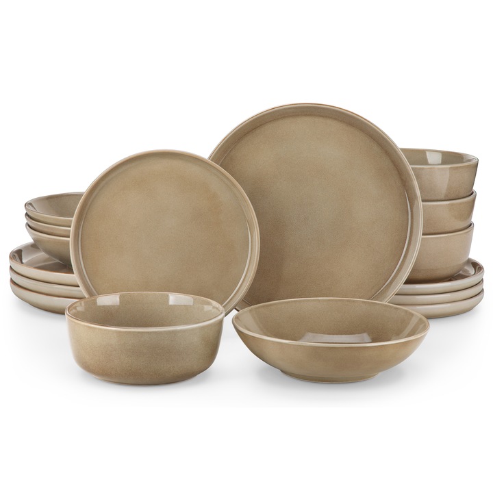 4 személyes étkészlet, Vancasso, 16 darabos, kiváló minőségű kerámia, reaktív mázzal bevonva
