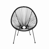 Scaun terasa KLUGMEISTER JFC038 72x74x86 cm, structura din otel, sezut din ratan, culoare neagra