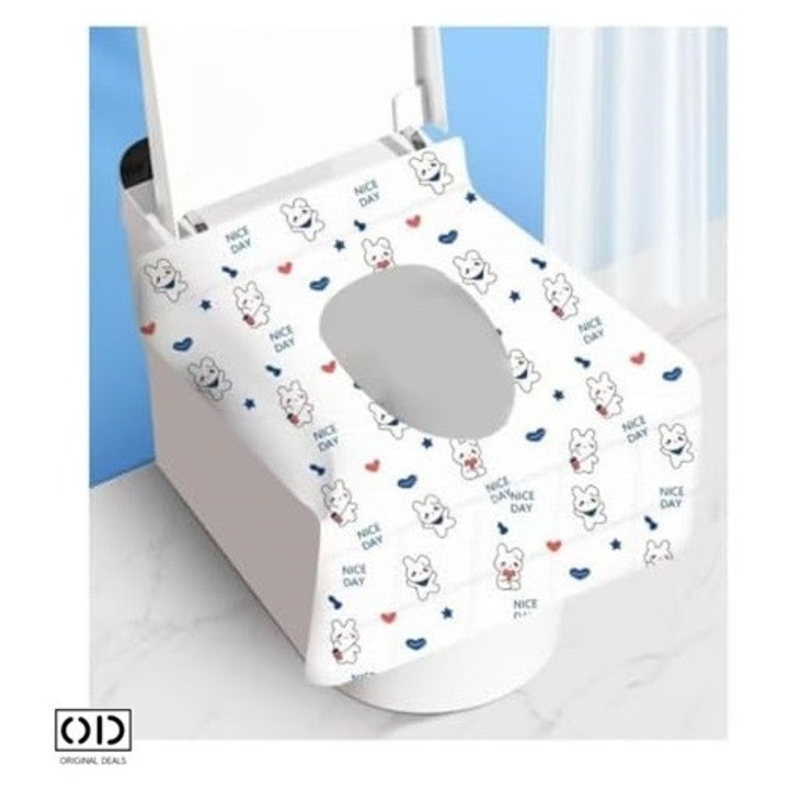 Protectie pentru Capac Vas de Toaleta WC, Igienica si Practica, pentru Copii si Adulti, Dimensiune 60 x 40 cm, Model iepure, ORIGINAL DEALS