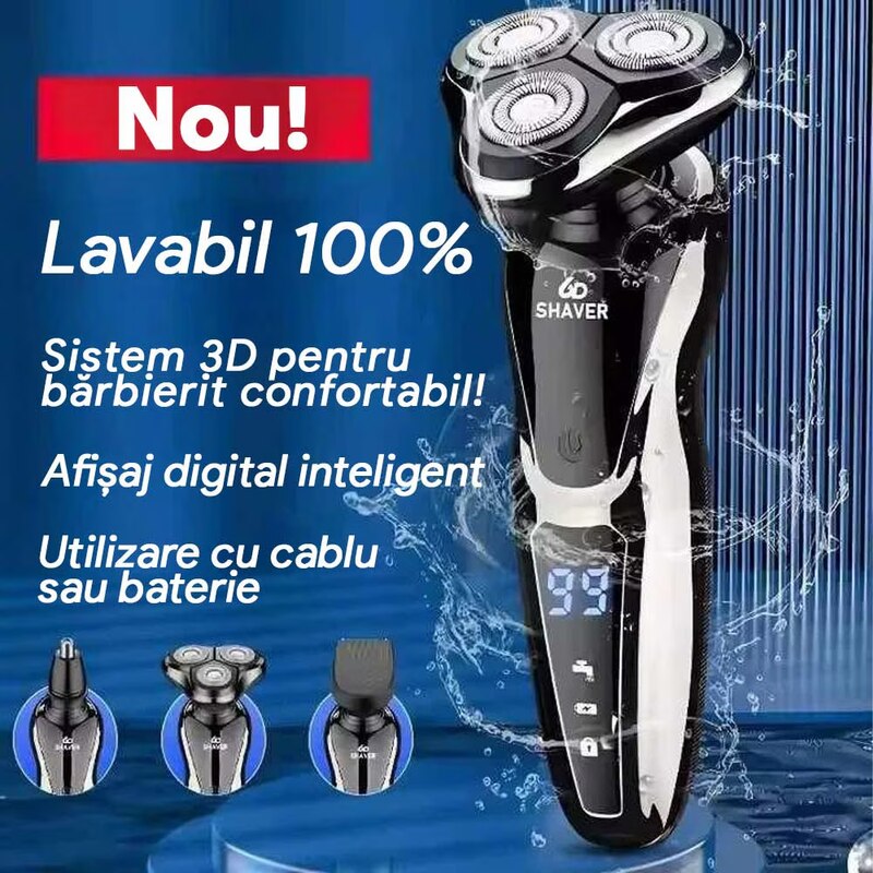 Aparat de Ras Electric 4 in 1, Capete 3D Rotative, Display LED ...
