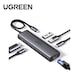 Docking station Ugreen, „CM512” conec PC USB Type-C, USB 3.2 x 2, RJ-45 x 1, HDMI 4Kx1 la 60Hz, USB-C x 1 PD 100W, aluminiu, gri