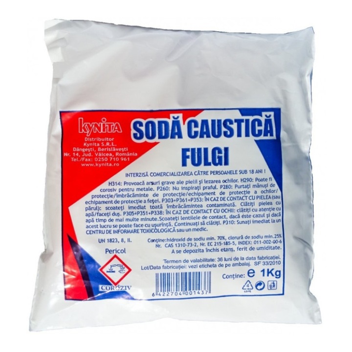 Soda caustia fulgi 70% Kynita, 1kg