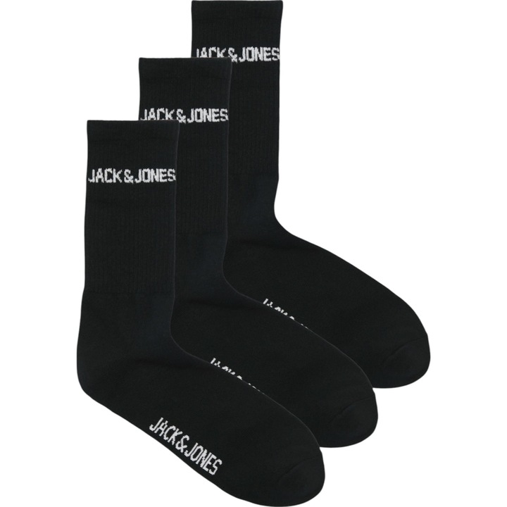 Zokni JACK & JONES Melvin Tennis 3 pár, fekete, egy méret