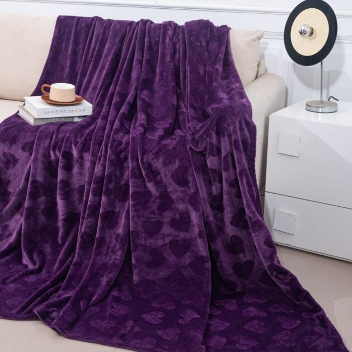 Cocolino takaró, Casa de Vis, franciaágy, lila, 200 x 220 cm, CCP-02