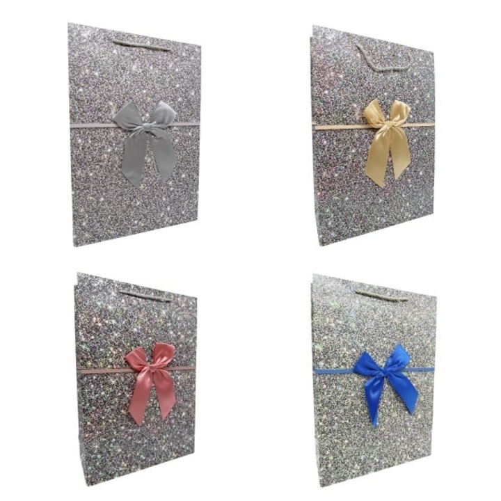 Set patru pungi cu maner, model cu sclipici si funda, cu manere, 30x43x10, Velve