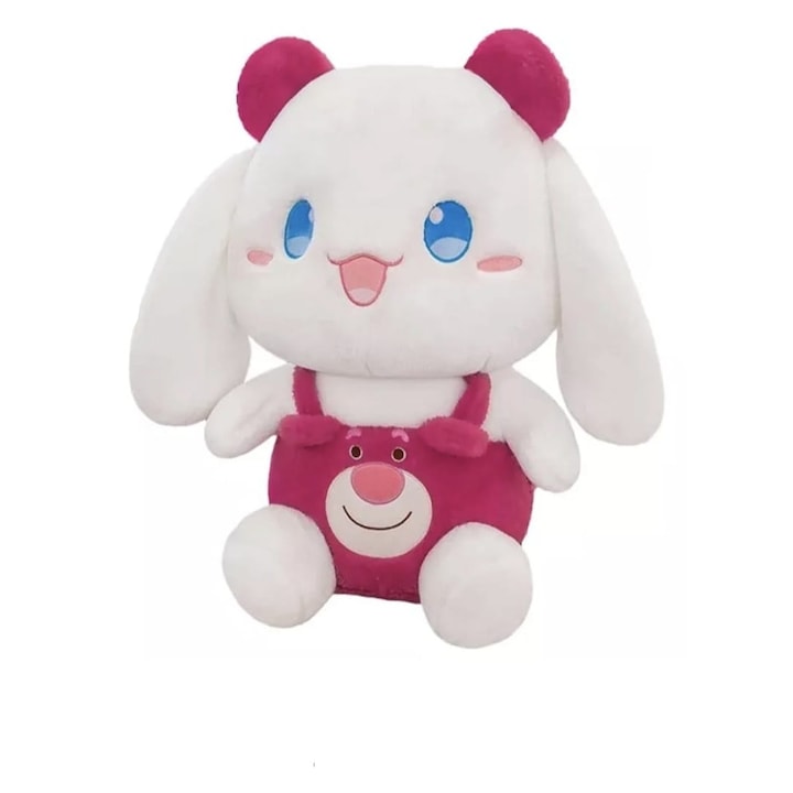 Papusa de plus, Kuromi din seria Cinnamoroll Sanrio, alb/roz, 40 cm