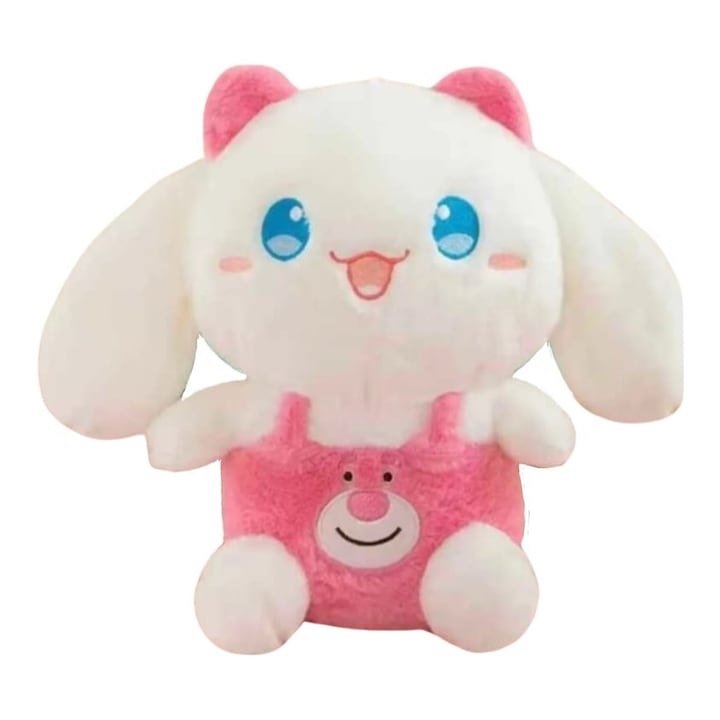 Papusa de plus, Kuromi din seria Cinnamoroll Sanrio, alb/roz deschis, 40 cm